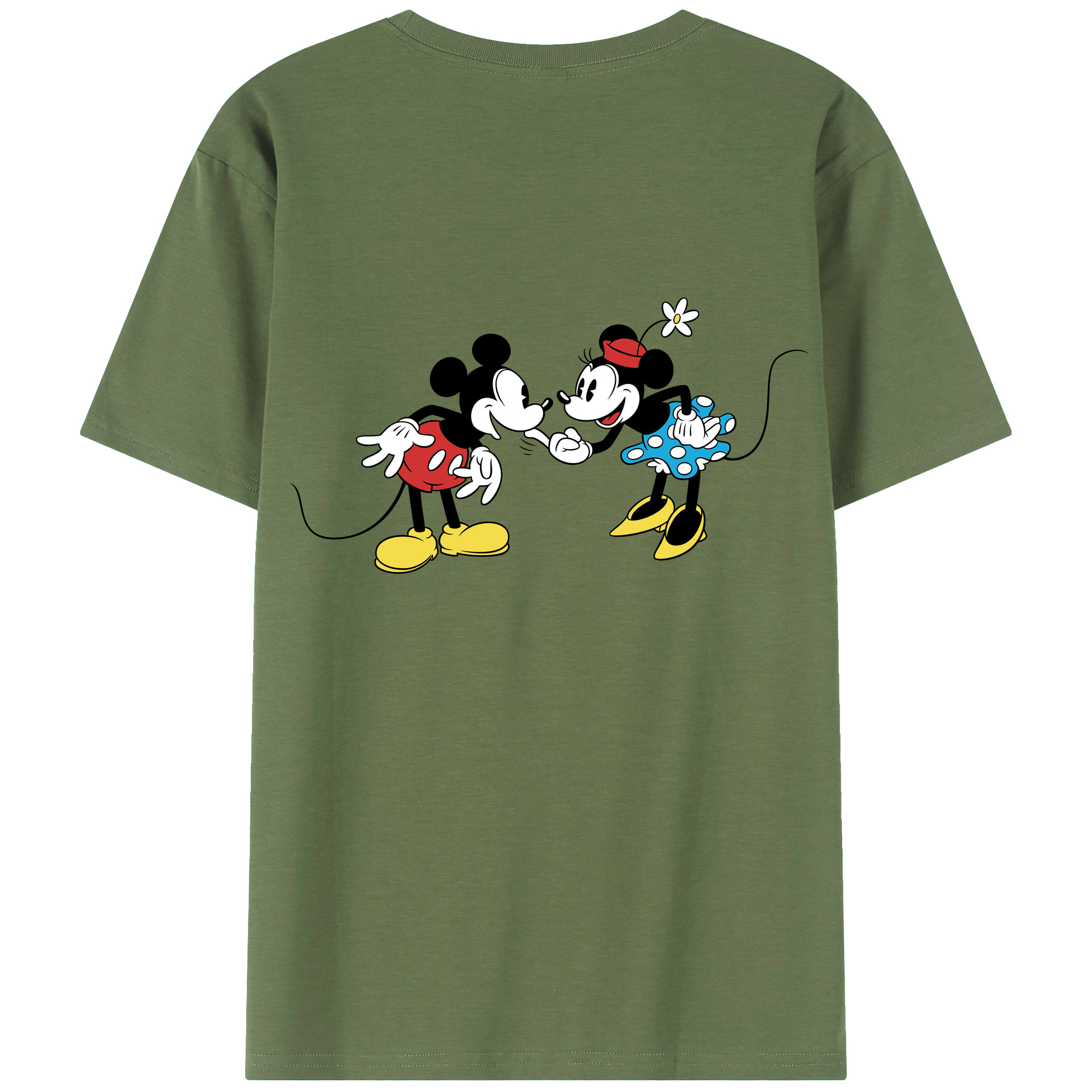 ミッキーマウス Mickey Mouse 綿100％ メンズ半袖Tシャツ（バックプリント） 通気性